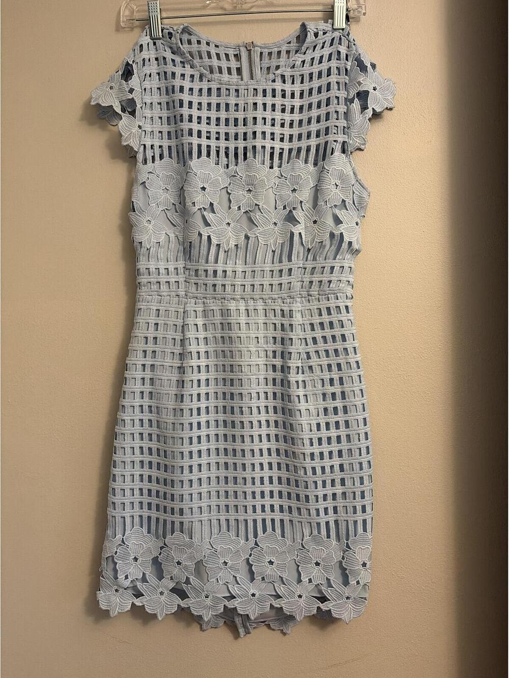 Saylor Blue Lace Floral Embroidered Dress